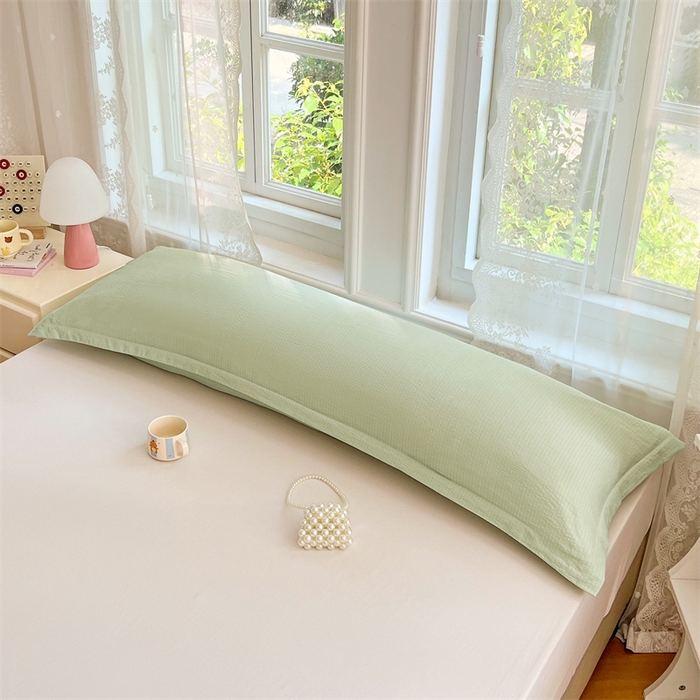 91家纺网 家纺一手货源 找家纺 梦舒羽 2025新款云感双层纱印花双人枕套情侣1.5m枕芯套1.8床枕头 抹茶绿