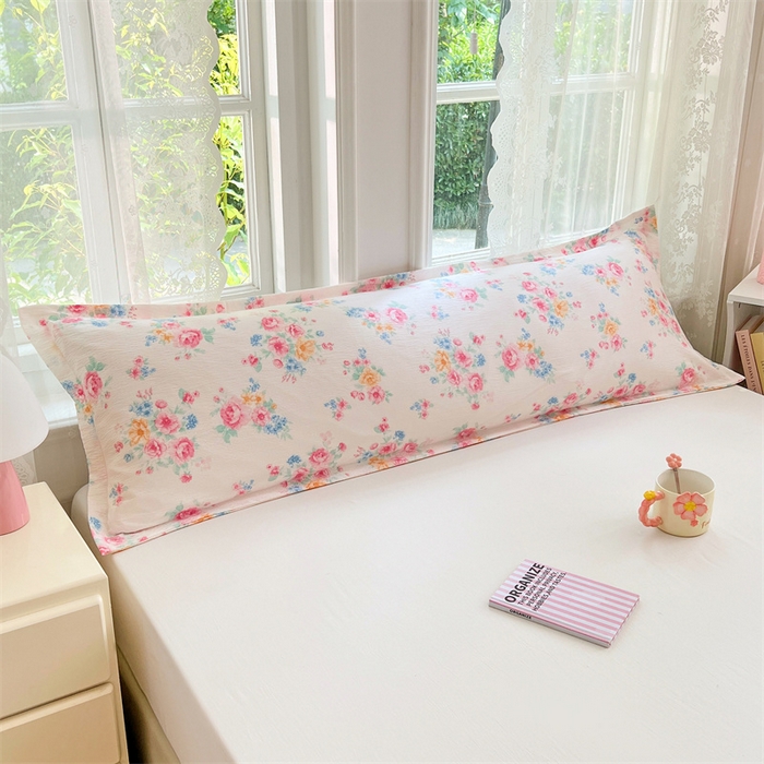 91家纺网 家纺一手货源 找家纺 梦舒羽 2025新款云感双层纱印花双人枕套情侣1.5m枕芯套1.8床枕头 朝花夕拾