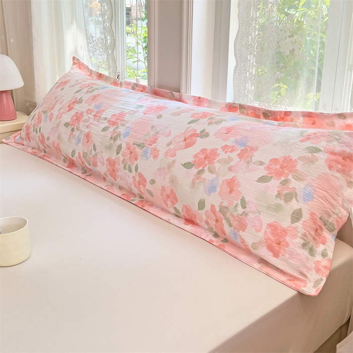 91家纺网 家纺一手货源 找家纺 梦舒羽 2025新款云感双层纱印花双人枕套情侣1.5m枕芯套1.8床枕头 倾城之恋