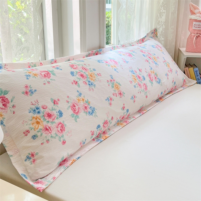 梦舒羽 2025新款云感双层纱印花双人枕套情侣1.5m枕芯套1.8床枕头 朝花夕拾