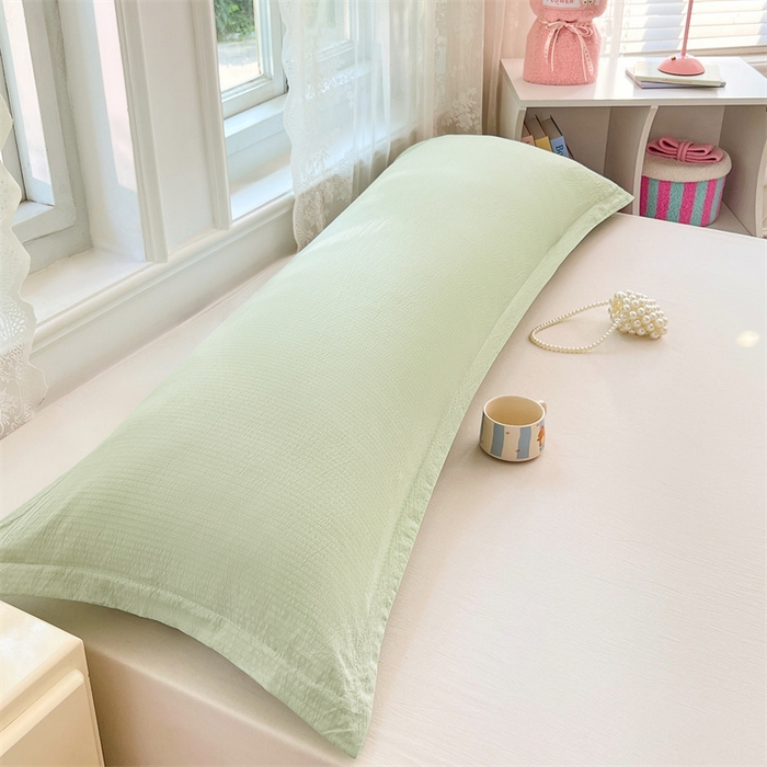 91家纺网 家纺一手货源 找家纺 梦舒羽 2025新款云感双层纱印花双人枕套情侣1.5m枕芯套1.8床枕头 抹茶绿