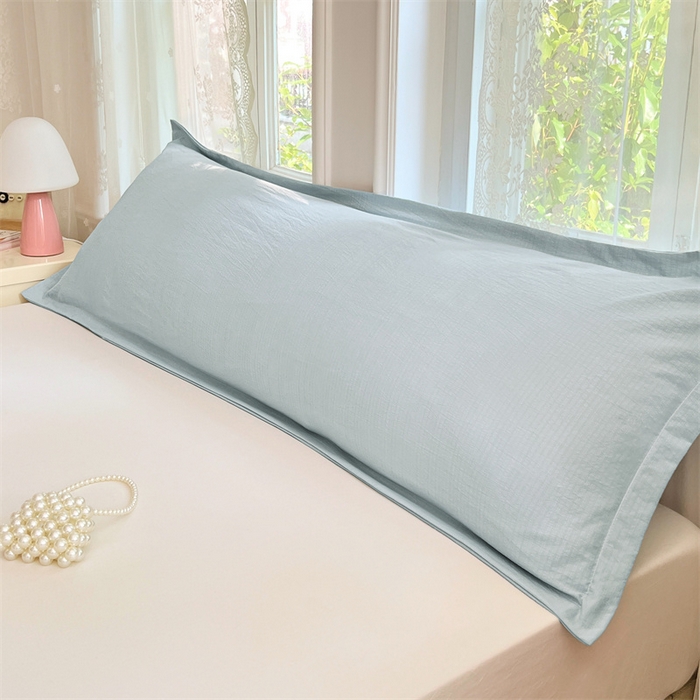 91家纺网 家纺一手货源 找家纺 梦舒羽 2025新款云感双层纱印花双人枕套情侣1.5m枕芯套1.8床枕头 夏日蓝