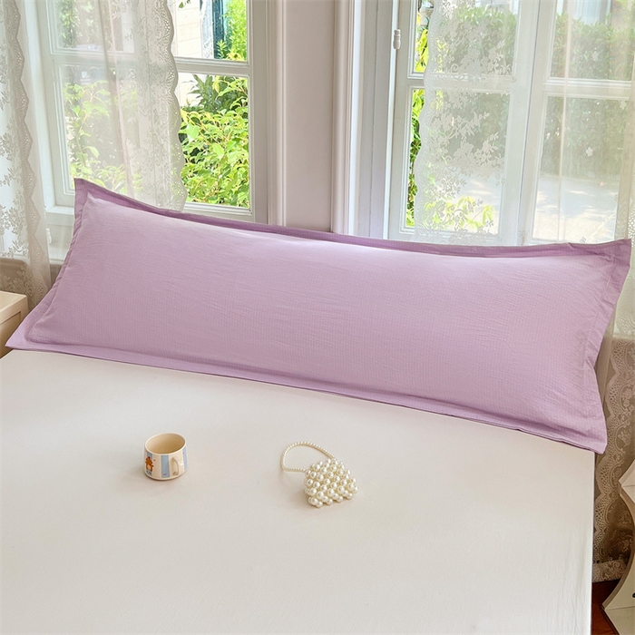 91家纺网 家纺一手货源 找家纺 梦舒羽 2025新款云感双层纱印花双人枕套情侣1.5m枕芯套1.8床枕头 暮山紫