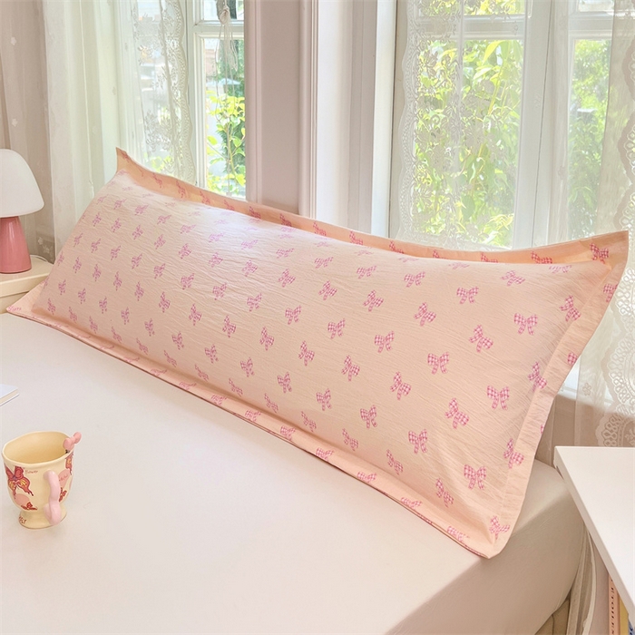 91家纺网 家纺一手货源 找家纺 梦舒羽 2025新款云感双层纱印花双人枕套情侣1.5m枕芯套1.8床枕头 少女物语