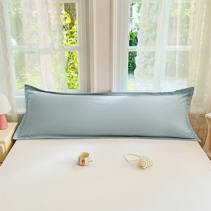 91家纺网 家纺一手货源 找家纺 梦舒羽 2025新款云感双层纱印花双人枕套情侣1.5m枕芯套1.8床枕头 夏日蓝