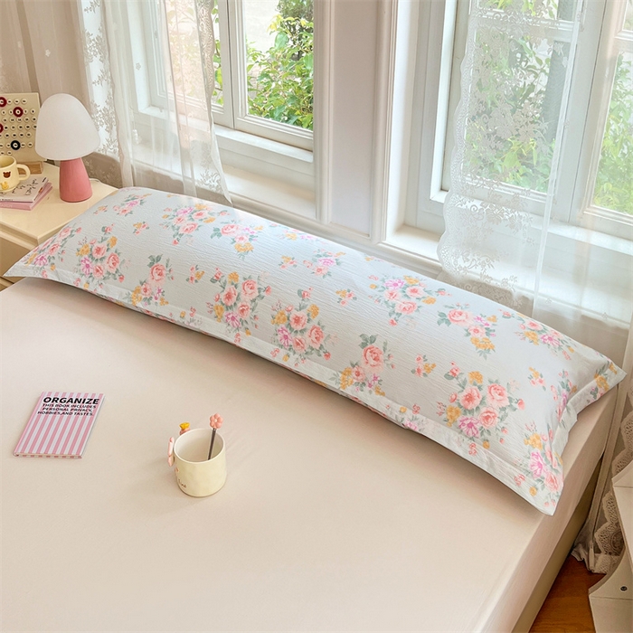 91家纺网 家纺一手货源 找家纺 梦舒羽 2025新款云感双层纱印花双人枕套情侣1.5m枕芯套1.8床枕头 繁花入梦