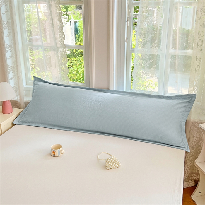 91家纺网 家纺一手货源 找家纺 梦舒羽 2025新款云感双层纱印花双人枕套情侣1.5m枕芯套1.8床枕头 夏日蓝