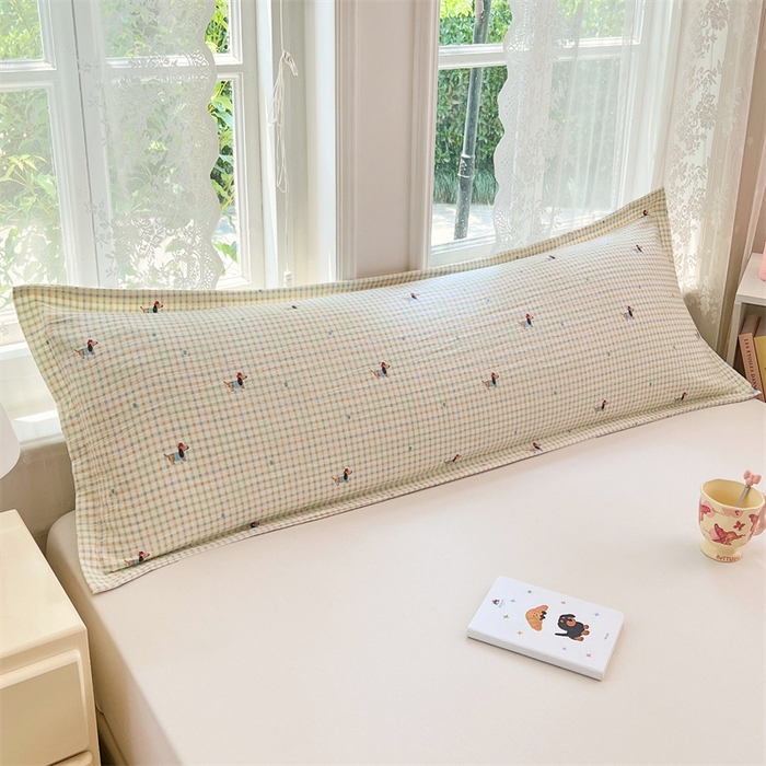 91家纺网 家纺一手货源 找家纺 梦舒羽 2025新款云感双层纱印花双人枕套情侣1.5m枕芯套1.8床枕头 快乐逐梦