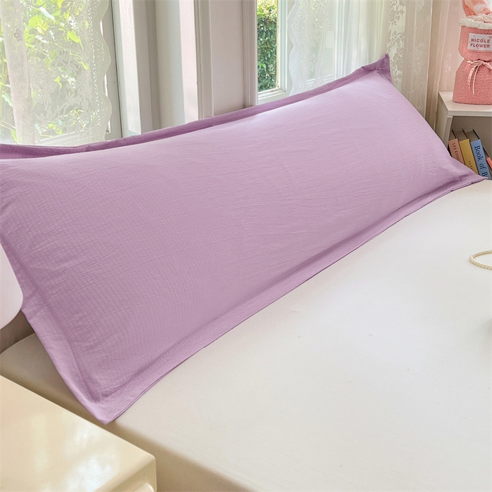 91家纺网 家纺一手货源 找家纺 梦舒羽 2025新款云感双层纱印花双人枕套情侣1.5m枕芯套1.8床枕头 暮山紫