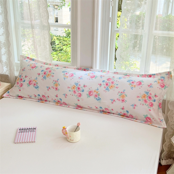 91家纺网 家纺一手货源 找家纺 梦舒羽 2025新款云感双层纱印花双人枕套情侣1.5m枕芯套1.8床枕头 朝花夕拾