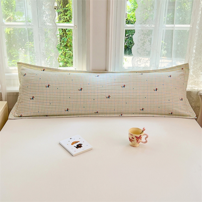 91家纺网 家纺一手货源 找家纺 梦舒羽 2025新款云感双层纱印花双人枕套情侣1.5m枕芯套1.8床枕头 快乐逐梦