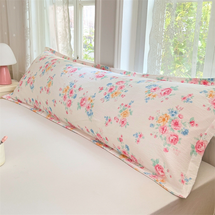 91家纺网 家纺一手货源 找家纺 梦舒羽 2025新款云感双层纱印花双人枕套情侣1.5m枕芯套1.8床枕头 朝花夕拾