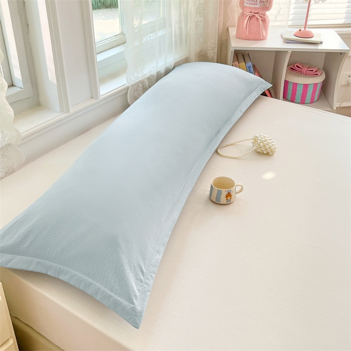 91家纺网 家纺一手货源 找家纺 梦舒羽 2025新款云感双层纱印花双人枕套情侣1.5m枕芯套1.8床枕头 夏日蓝