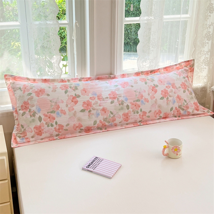 91家纺网 家纺一手货源 找家纺 梦舒羽 2025新款云感双层纱印花双人枕套情侣1.5m枕芯套1.8床枕头 倾城之恋