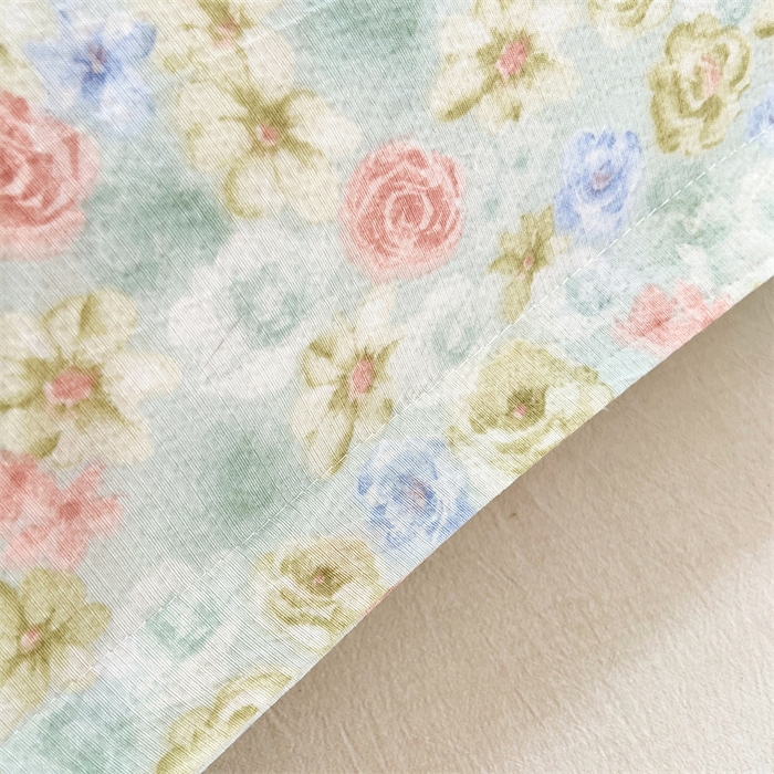 91家纺网 家纺一手货源 找家纺 梦舒羽 2025新款云感双层纱印花双人枕套情侣1.5m枕芯套1.8床枕头 春日初见