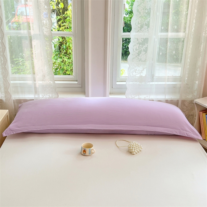 91家纺网 家纺一手货源 找家纺 梦舒羽 2025新款云感双层纱印花双人枕套情侣1.5m枕芯套1.8床枕头 暮山紫