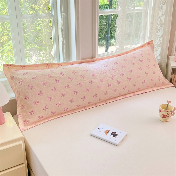 91家纺网 家纺一手货源 找家纺 梦舒羽 2025新款云感双层纱印花双人枕套情侣1.5m枕芯套1.8床枕头 少女物语