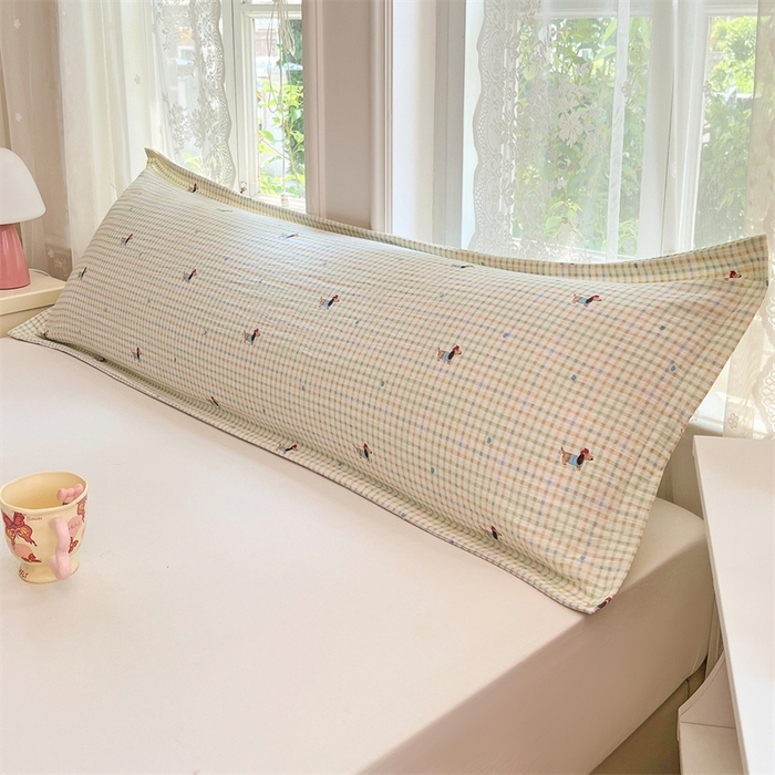 91家纺网 家纺一手货源 找家纺 梦舒羽 2025新款云感双层纱印花双人枕套情侣1.5m枕芯套1.8床枕头 快乐逐梦