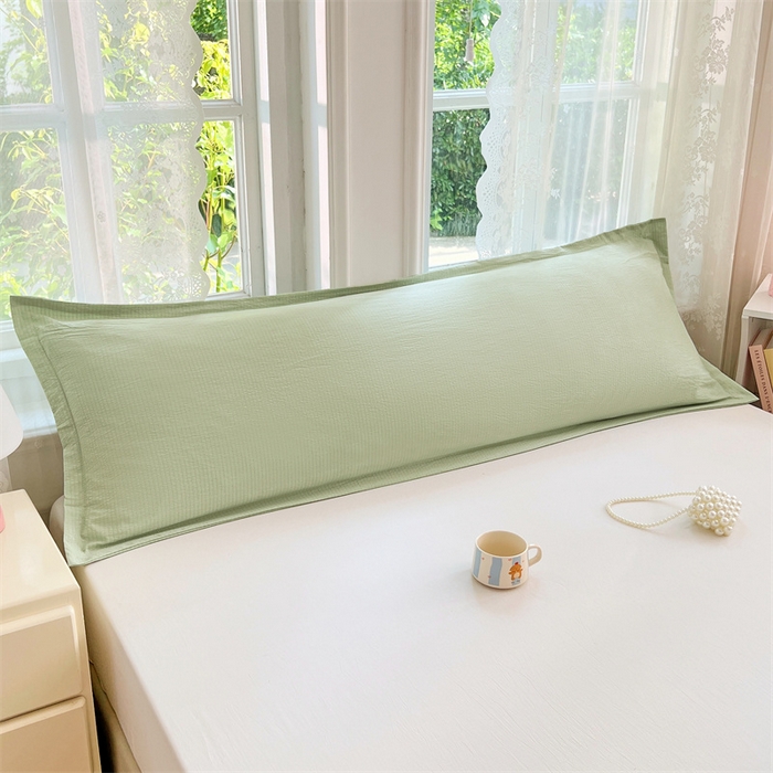 91家纺网 家纺一手货源 找家纺 梦舒羽 2025新款云感双层纱印花双人枕套情侣1.5m枕芯套1.8床枕头 抹茶绿