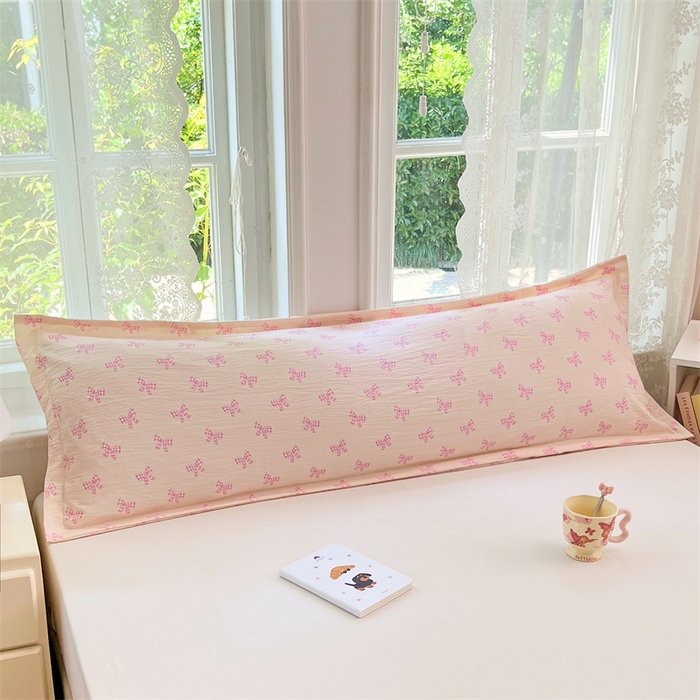 91家纺网 家纺一手货源 找家纺 梦舒羽 2025新款云感双层纱印花双人枕套情侣1.5m枕芯套1.8床枕头 少女物语