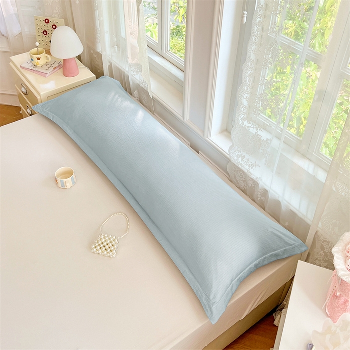 91家纺网 家纺一手货源 找家纺 梦舒羽 2025新款云感双层纱印花双人枕套情侣1.5m枕芯套1.8床枕头 夏日蓝