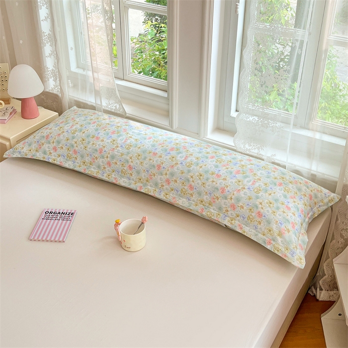 91家纺网 家纺一手货源 找家纺 梦舒羽 2025新款云感双层纱印花双人枕套情侣1.5m枕芯套1.8床枕头 春日初见