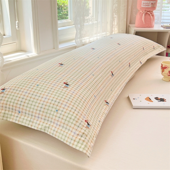 91家纺网 家纺一手货源 找家纺 梦舒羽 2025新款云感双层纱印花双人枕套情侣1.5m枕芯套1.8床枕头 快乐逐梦