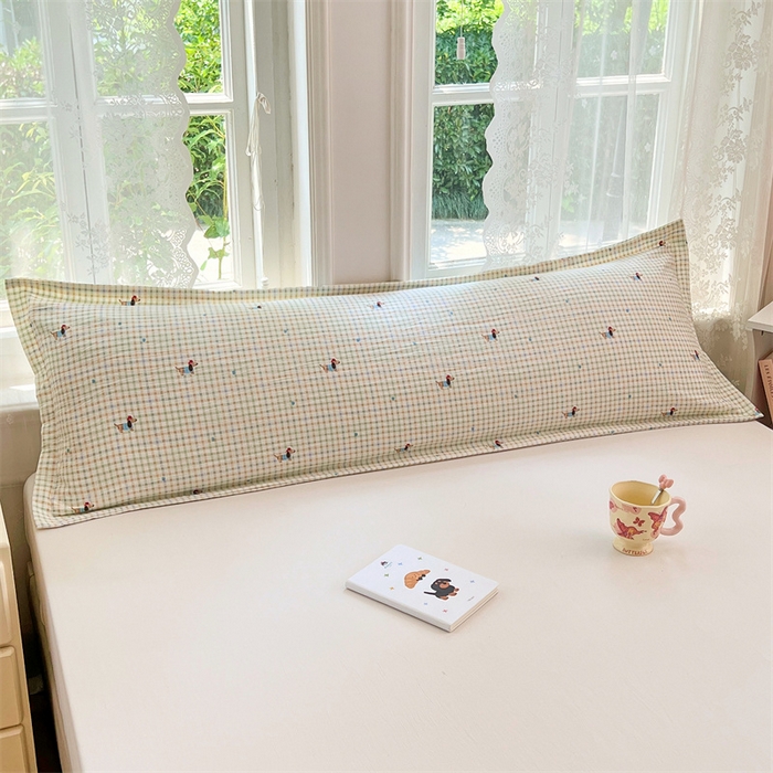 91家纺网 家纺一手货源 找家纺 梦舒羽 2025新款云感双层纱印花双人枕套情侣1.5m枕芯套1.8床枕头 快乐逐梦