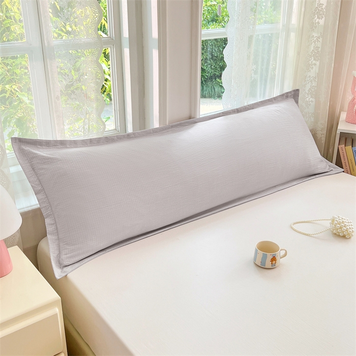 91家纺网 家纺一手货源 找家纺 梦舒羽 2025新款云感双层纱印花双人枕套情侣1.5m枕芯套1.8床枕头 梦境灰