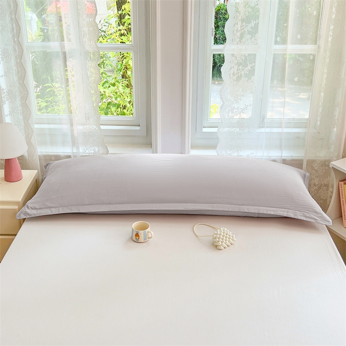 91家纺网 家纺一手货源 找家纺 梦舒羽 2025新款云感双层纱印花双人枕套情侣1.5m枕芯套1.8床枕头 梦境灰