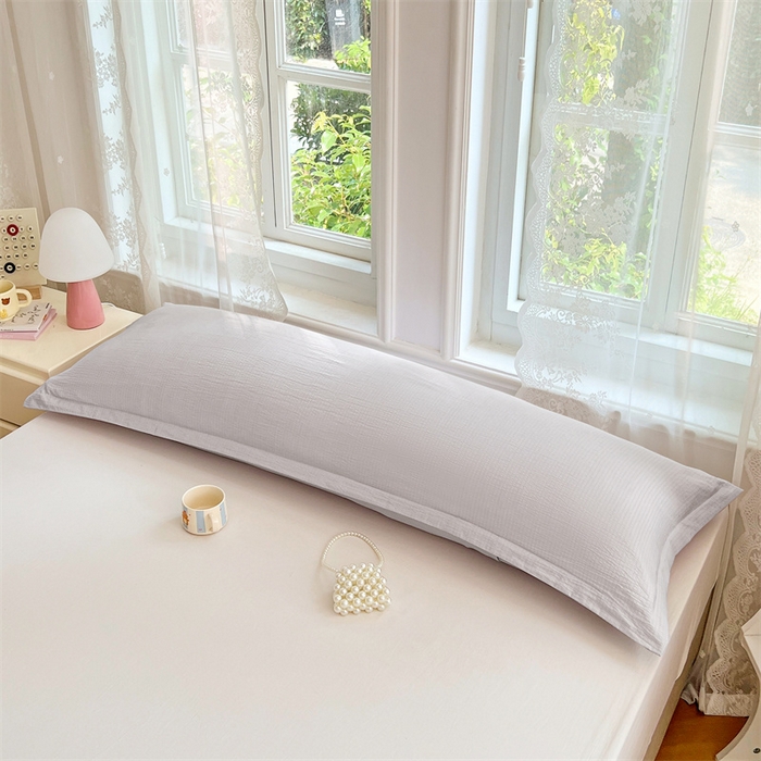 91家纺网 家纺一手货源 找家纺 梦舒羽 2025新款云感双层纱印花双人枕套情侣1.5m枕芯套1.8床枕头 梦境灰