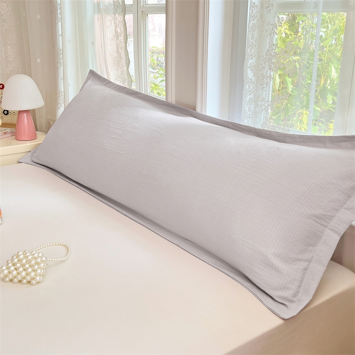 91家纺网 家纺一手货源 找家纺 梦舒羽 2025新款云感双层纱印花双人枕套情侣1.5m枕芯套1.8床枕头 梦境灰