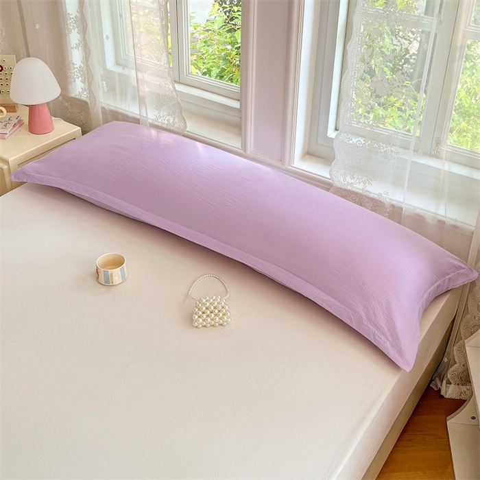 91家纺网 家纺一手货源 找家纺 梦舒羽 2025新款云感双层纱印花双人枕套情侣1.5m枕芯套1.8床枕头 暮山紫