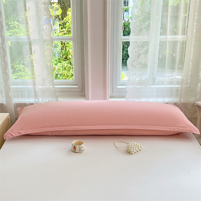 91家纺网 家纺一手货源 找家纺 梦舒羽 2025新款云感双层纱印花双人枕套情侣1.5m枕芯套1.8床枕头 告白粉