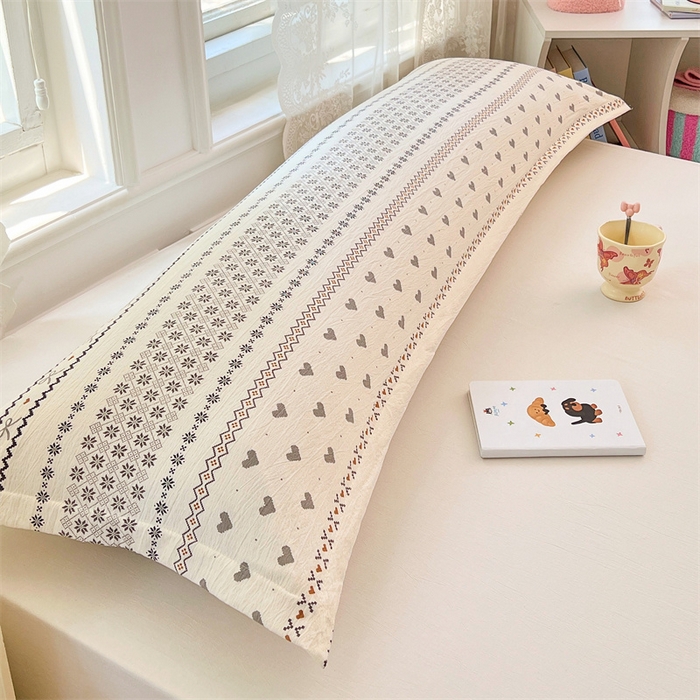 91家纺网 家纺一手货源 找家纺 梦舒羽 2025新款云感双层纱印花双人枕套情侣1.5m枕芯套1.8床枕头 遇见浪漫