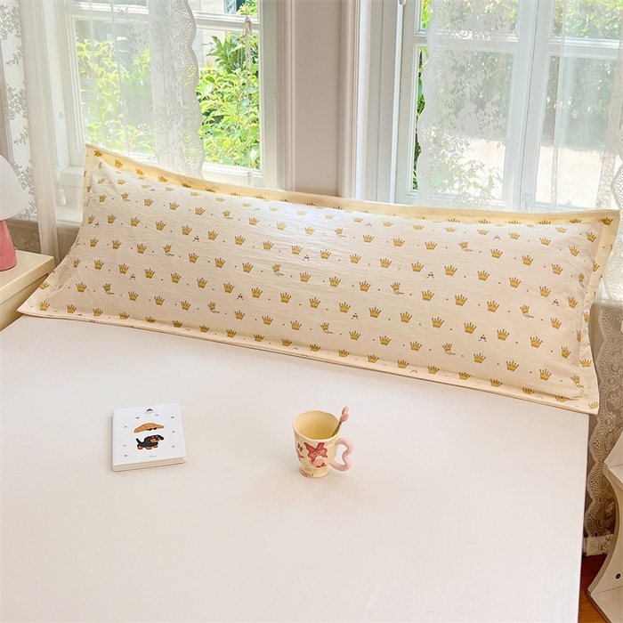 91家纺网 家纺一手货源 找家纺 梦舒羽 2025新款云感双层纱印花双人枕套情侣1.5m枕芯套1.8床枕头 小皇冠