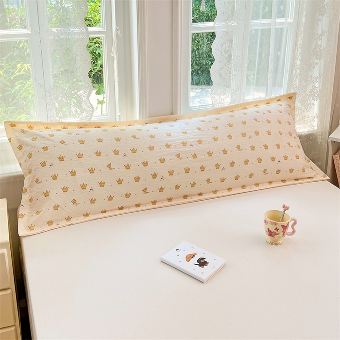 91家纺网 家纺一手货源 找家纺 梦舒羽 2025新款云感双层纱印花双人枕套情侣1.5m枕芯套1.8床枕头 小皇冠