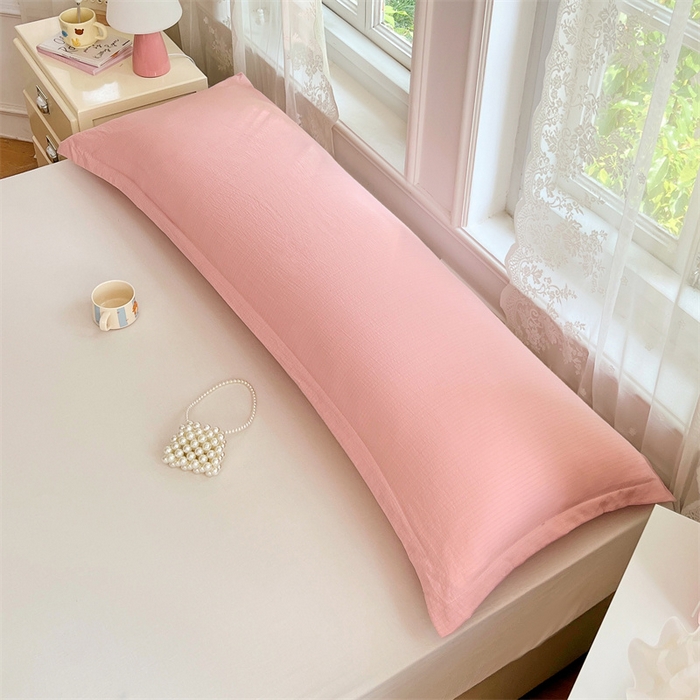 91家纺网 家纺一手货源 找家纺 梦舒羽 2025新款云感双层纱印花双人枕套情侣1.5m枕芯套1.8床枕头 告白粉