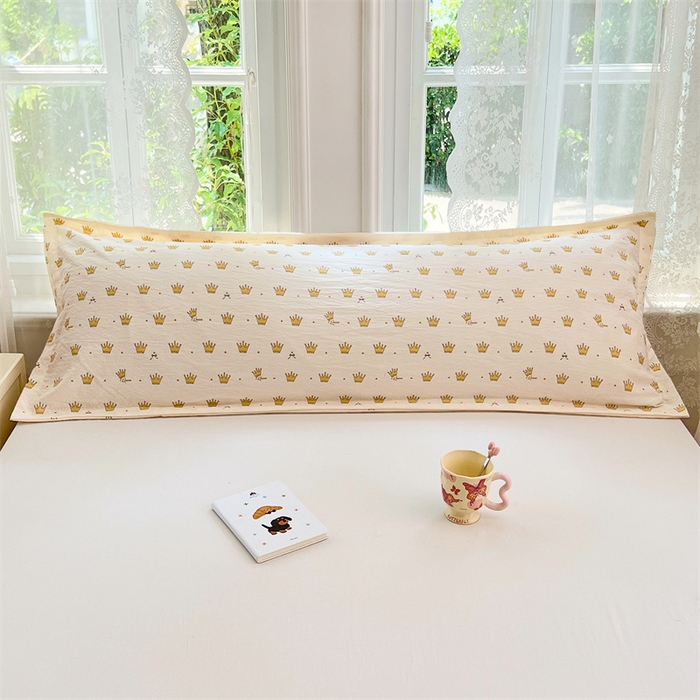 91家纺网 家纺一手货源 找家纺 梦舒羽 2025新款云感双层纱印花双人枕套情侣1.5m枕芯套1.8床枕头 小皇冠