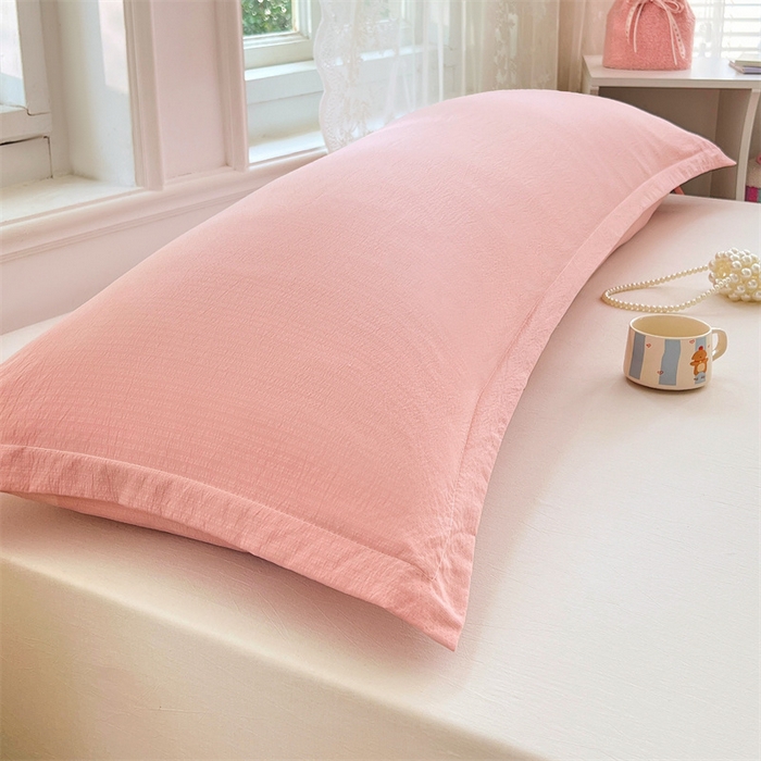 91家纺网 家纺一手货源 找家纺 梦舒羽 2025新款云感双层纱印花双人枕套情侣1.5m枕芯套1.8床枕头 告白粉