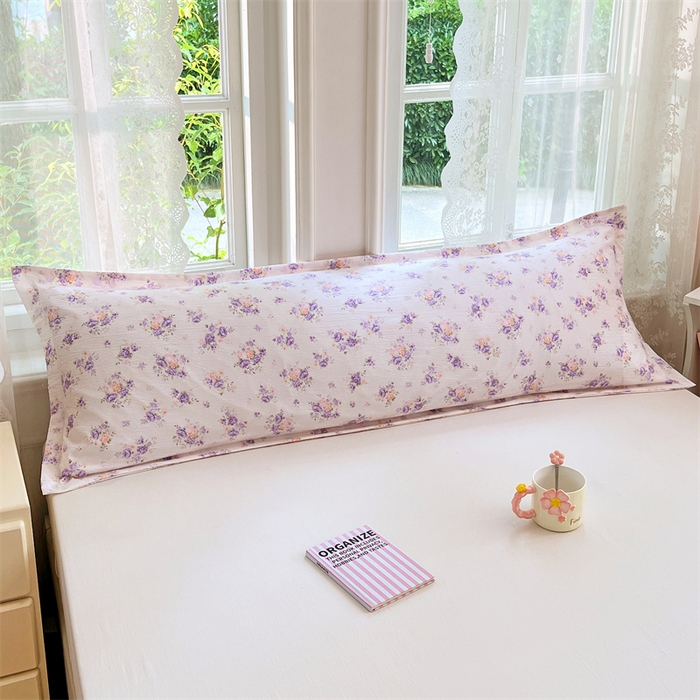 91家纺网 家纺一手货源 找家纺 梦舒羽 2025新款云感双层纱印花双人枕套情侣1.5m枕芯套1.8床枕头 紫薇花园