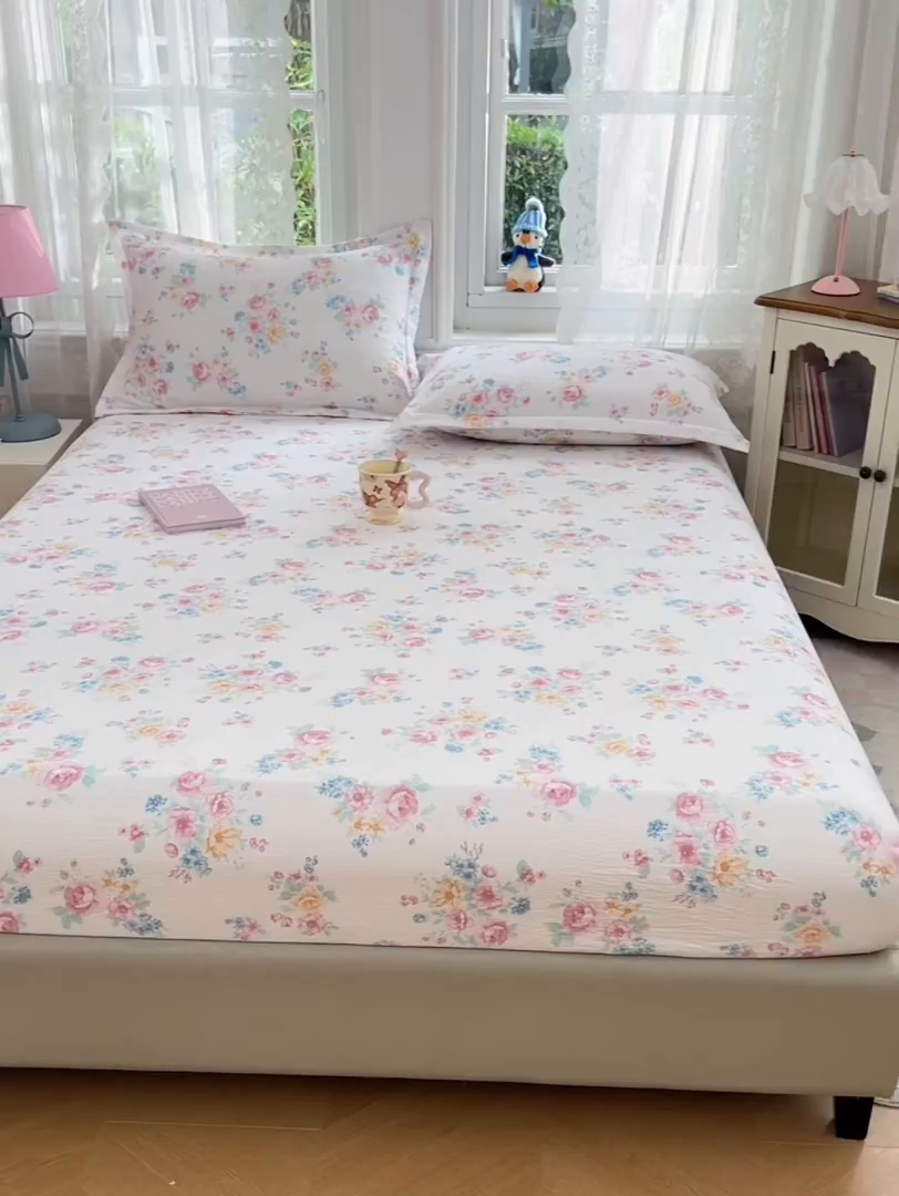 91家纺网 家纺一手货源 找家纺 梦舒羽 2025新款云感双层纱印花双人枕套情侣1.5m枕芯套1.8床枕头 朝花夕拾