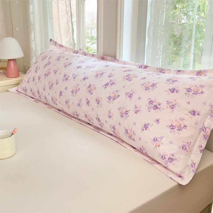 91家纺网 家纺一手货源 找家纺 梦舒羽 2025新款云感双层纱印花双人枕套情侣1.5m枕芯套1.8床枕头 紫薇花园