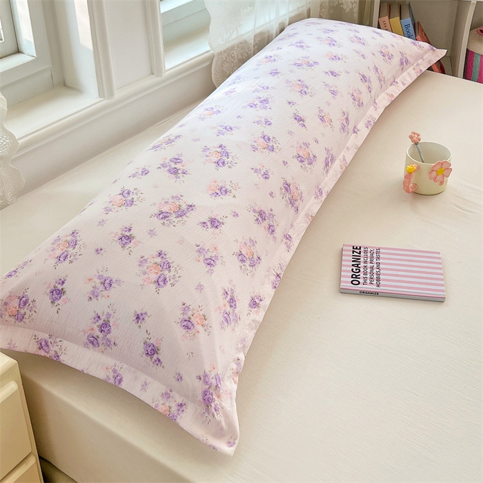 91家纺网 家纺一手货源 找家纺 梦舒羽 2025新款云感双层纱印花双人枕套情侣1.5m枕芯套1.8床枕头 紫薇花园