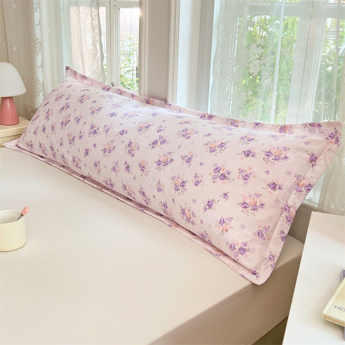 91家纺网 家纺一手货源 找家纺 梦舒羽 2025新款云感双层纱印花双人枕套情侣1.5m枕芯套1.8床枕头 紫薇花园