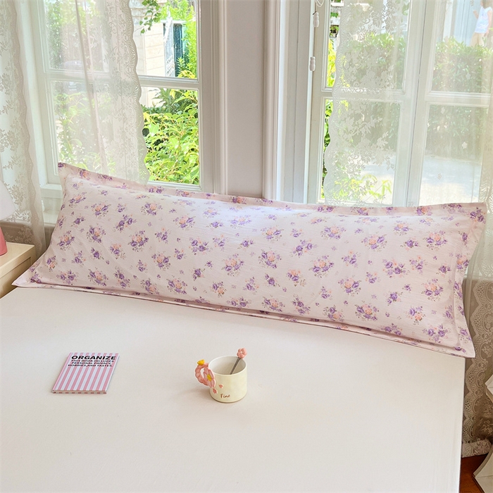 91家纺网 家纺一手货源 找家纺 梦舒羽 2025新款云感双层纱印花双人枕套情侣1.5m枕芯套1.8床枕头 紫薇花园