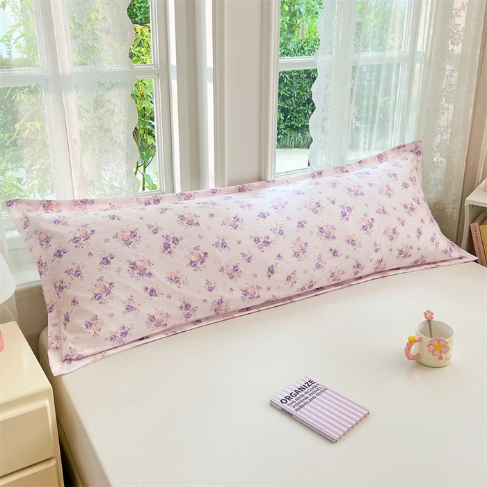 91家纺网 家纺一手货源 找家纺 梦舒羽 2025新款云感双层纱印花双人枕套情侣1.5m枕芯套1.8床枕头 紫薇花园