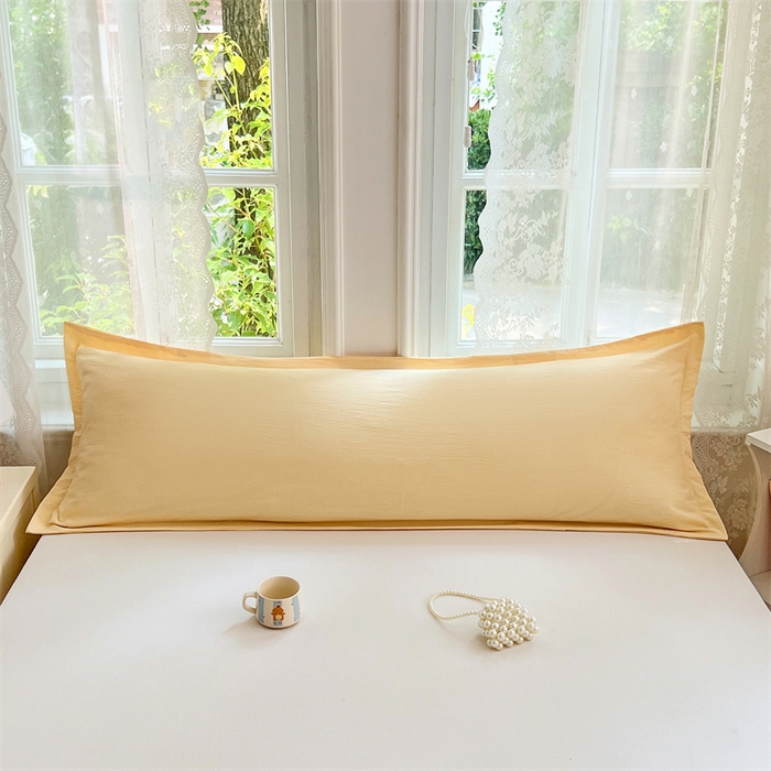 91家纺网 家纺一手货源 找家纺 梦舒羽 2025新款云感双层纱印花双人枕套情侣1.5m枕芯套1.8床枕头 奶酪黄