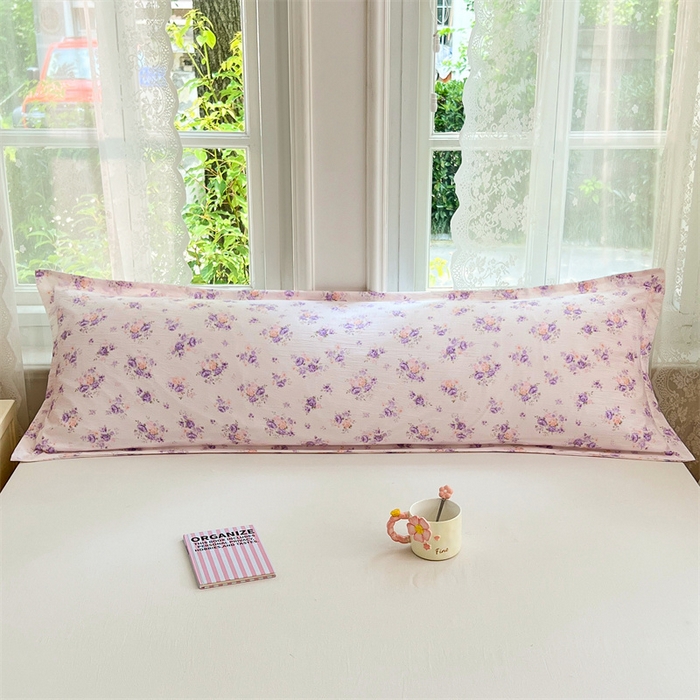 91家纺网 家纺一手货源 找家纺 梦舒羽 2025新款云感双层纱印花双人枕套情侣1.5m枕芯套1.8床枕头 紫薇花园