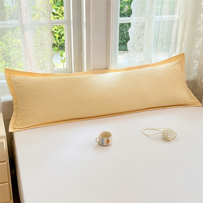 91家纺网 家纺一手货源 找家纺 梦舒羽 2025新款云感双层纱印花双人枕套情侣1.5m枕芯套1.8床枕头 奶酪黄